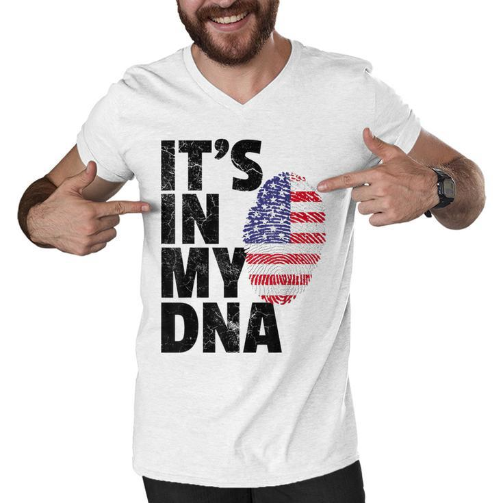 4Th Of July American Pride Its In My Dna Usa Flag Mens Dad  Men V-Neck Tshirt