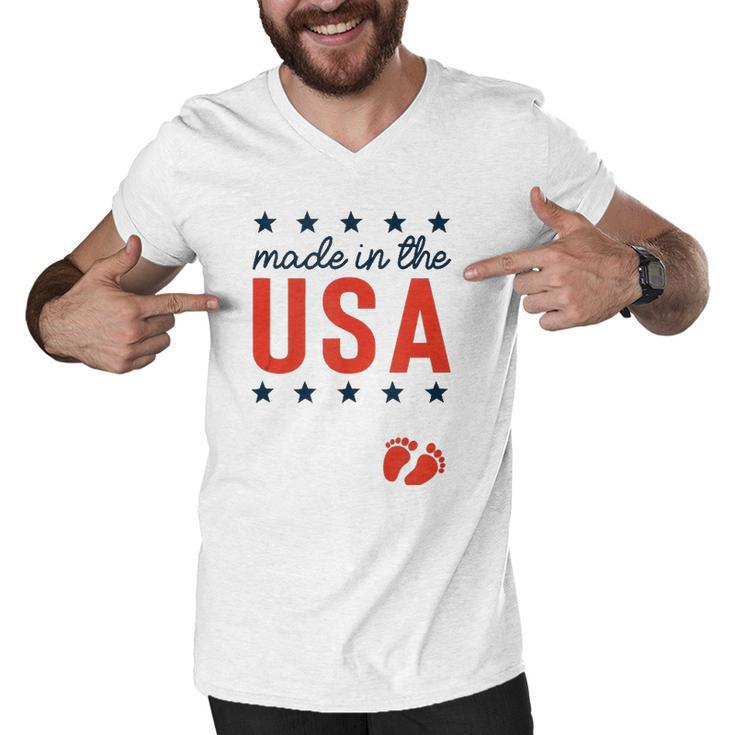 4Th Of July Baby Pregnancy Announcement Made In The Usa  Men V-Neck Tshirt