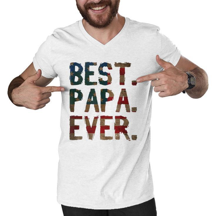 4Th Of July Fathers Day Usa Dad Gift Best Papa Ever Men V-Neck Tshirt