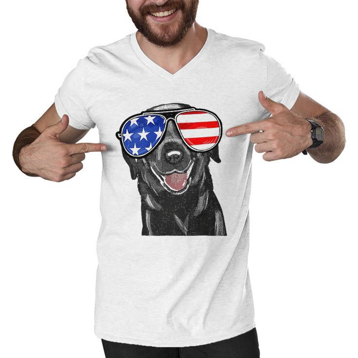 4Th Of July Funny Black Lab Dog American Love Men V-Neck Tshirt