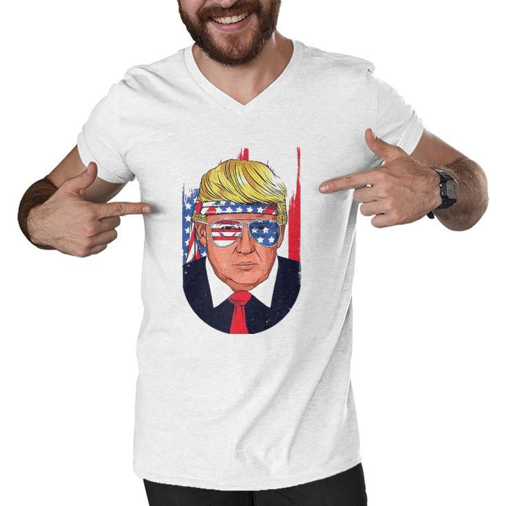4Th Of July Usa Donald Trump Funny Patriotic American Gift  Men V-Neck Tshirt