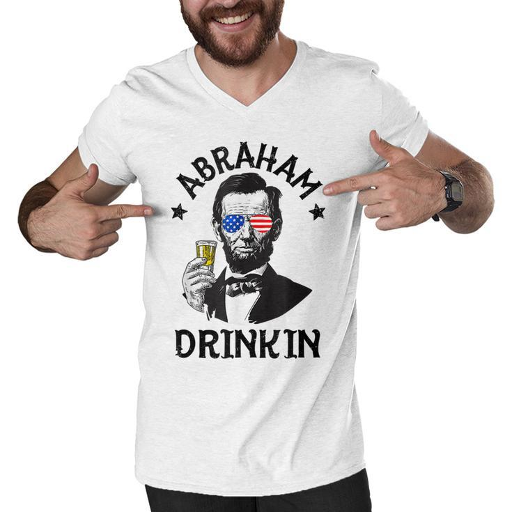 Abraham Lincoln 4Th Of July Drinking  Men Women Gift  Men V-Neck Tshirt