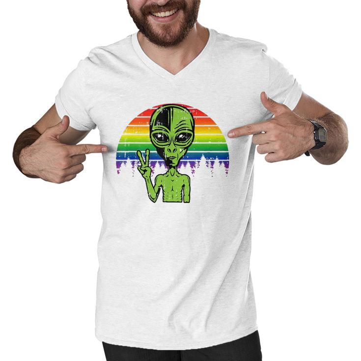 Alien Peace Lgbt Gay Pride Costume Retro Halloween Gifts  Men V-Neck Tshirt