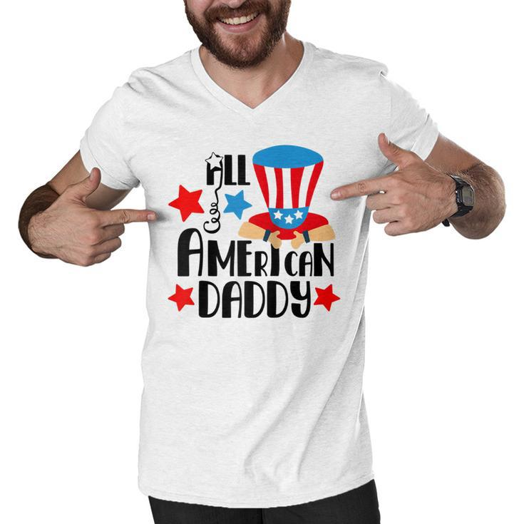 All American Daddy - 4Th Of July  For Dad  Men V-Neck Tshirt
