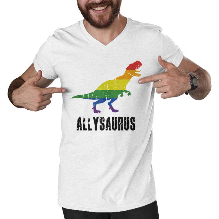 Allysaurus Ally Pride Gay Pride Lgbt Allysaurus  Men V-Neck Tshirt