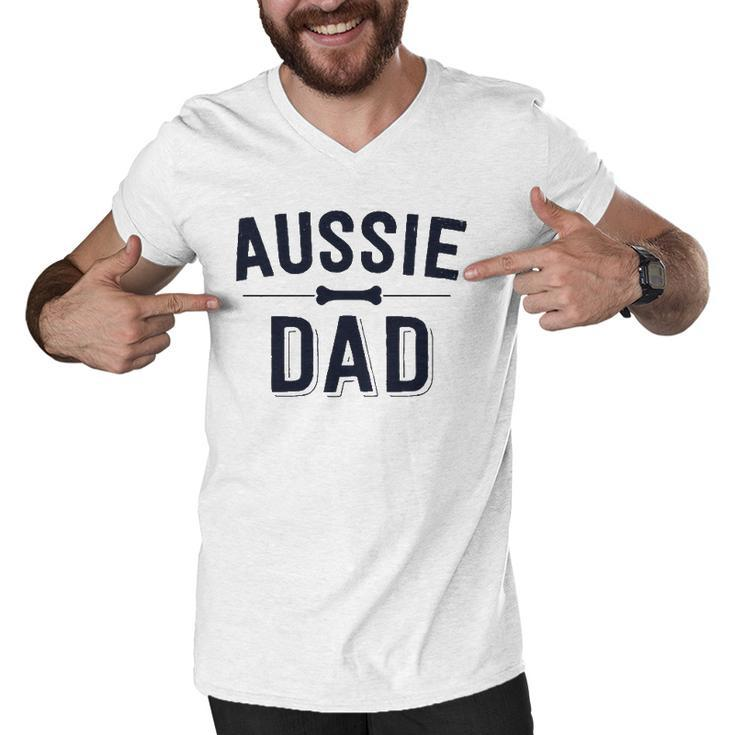 Aussie Dad Red Merle Australian Shepherd Farm Dog Father  Men V-Neck Tshirt