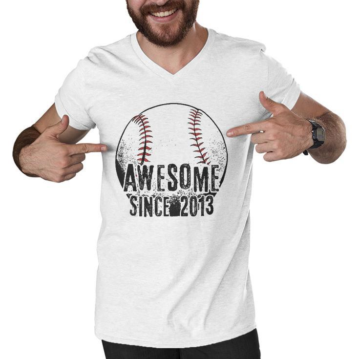 Awesome Since 2013 9 Years Old Baseball Player 9Th Birthday Men V-Neck Tshirt