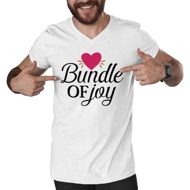 Baby Shower Text Design Bundle Of Joy Heart Men V-Neck Tshirt