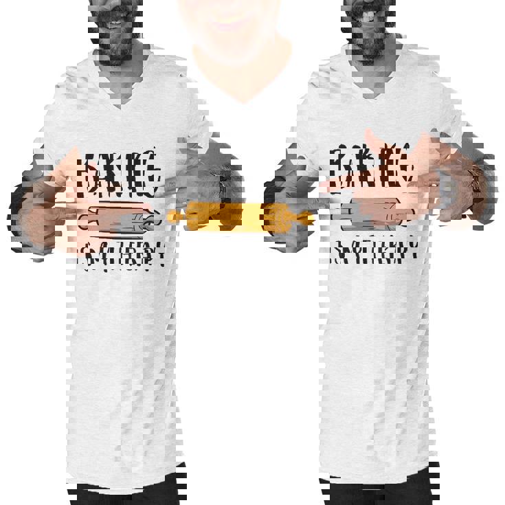 Baking Is My Therapy Funny Cookie Baking Baker Men V-Neck Tshirt