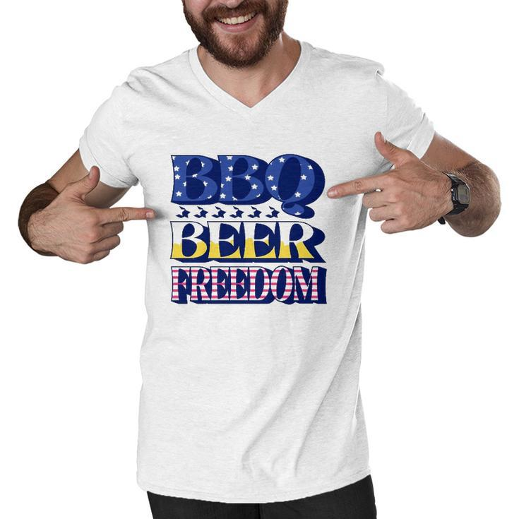 Bbq Beer Freedom 4Th Of July Men V-Neck Tshirt