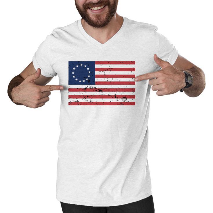 Betsy Ross 13 Star 1776 Flag 4Th Of July Men V Neck Tshirt Mazezy