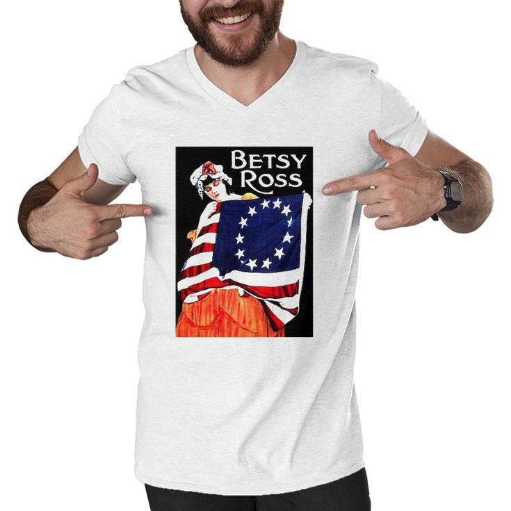 Betsy Ross American Flag 1776 Art 4Th Of July Gift Men V-Neck Tshirt