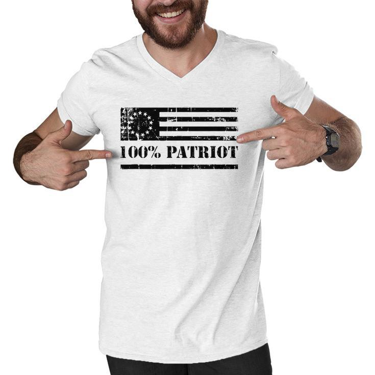 Betsy Ross Flag  100 Percent Patriot Gift Men V-Neck Tshirt