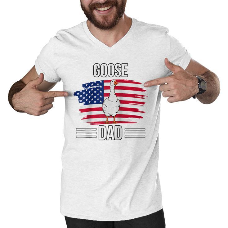 Bird Us Flag 4Th Of July Fathers Day Goose Dad  Men V-Neck Tshirt