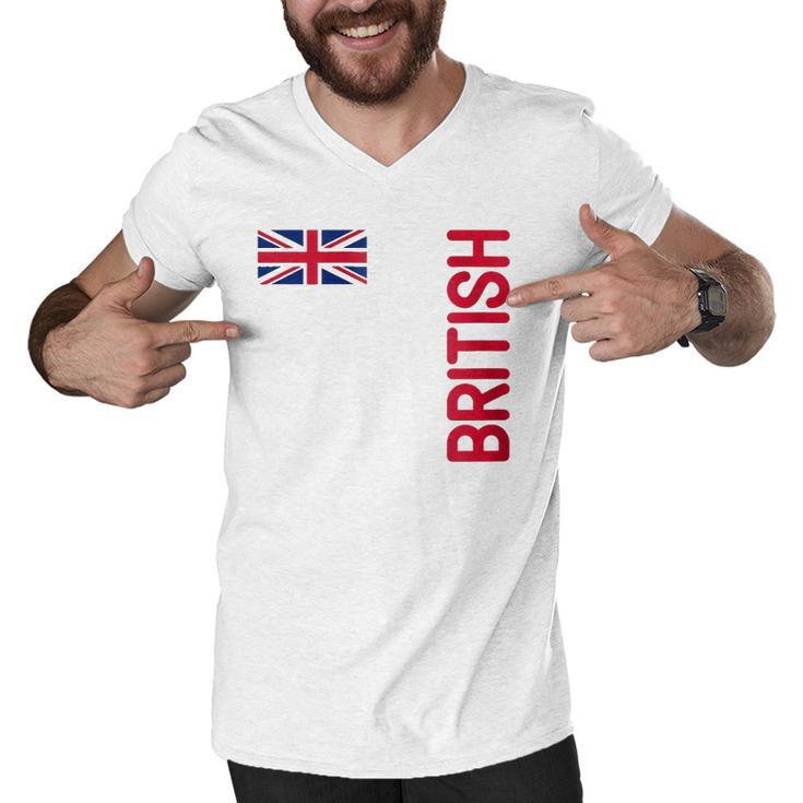 British Flag And The United Kingdom Roots Zip Men V-Neck Tshirt