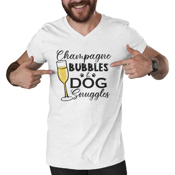 Champagne Bubbles & Dog Snuggles Dog Person Men V-Neck Tshirt