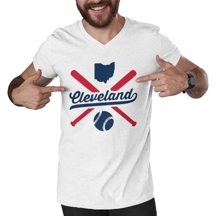 Cleveland Baseball Vintage Ohio Pride Love City Men V-Neck Tshirt
