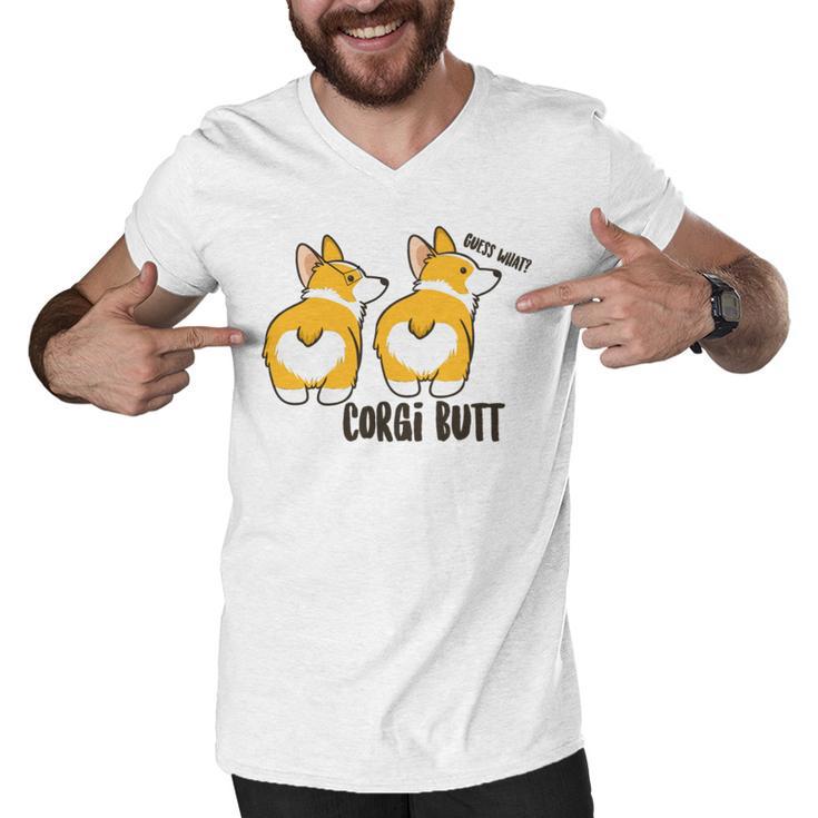 Corgi Set Sticker Design Funny Corgi Set Stickers Men V-Neck Tshirt