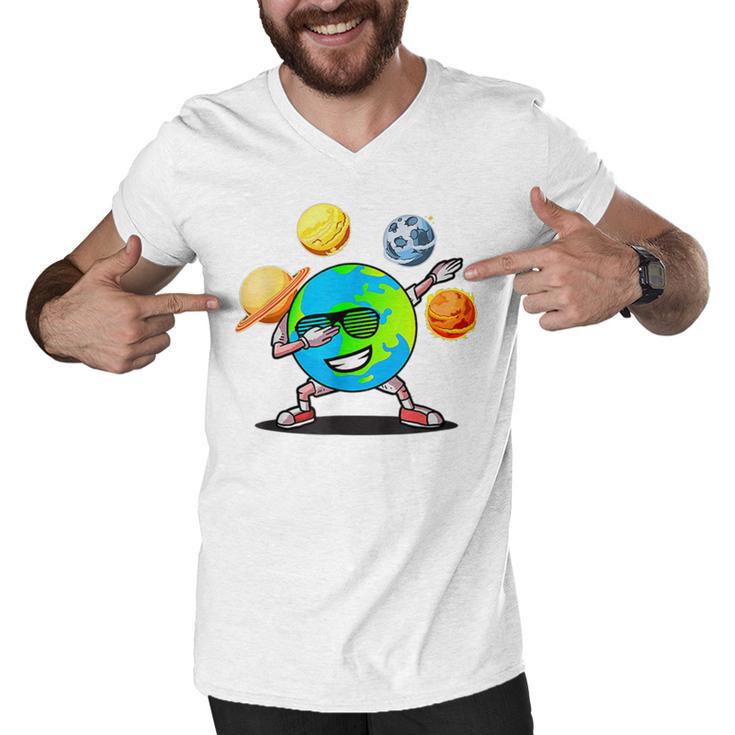 Dabbing Earth Day Men V-Neck Tshirt