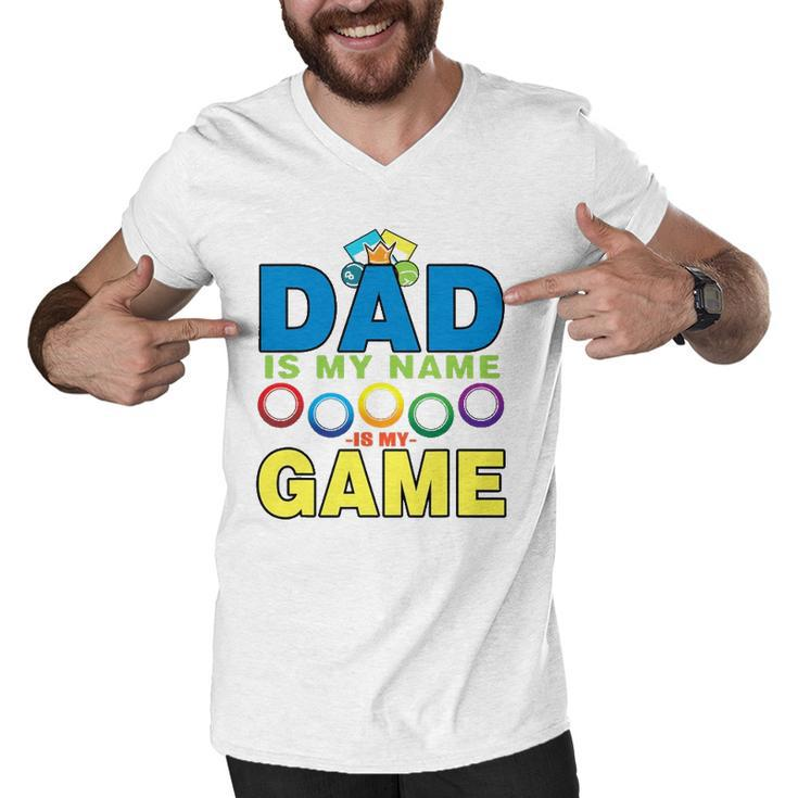Dad Lucky Bingo Player Dadfathers Day Funny Men V-Neck Tshirt