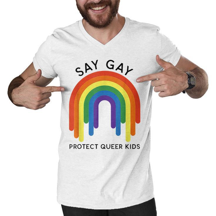 Dont Say Gay  Protect Trans Kids  Men V-Neck Tshirt