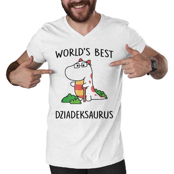 Dziadek Grandpa Gift Worlds Best Dziadeksaurus Men V-Neck Tshirt