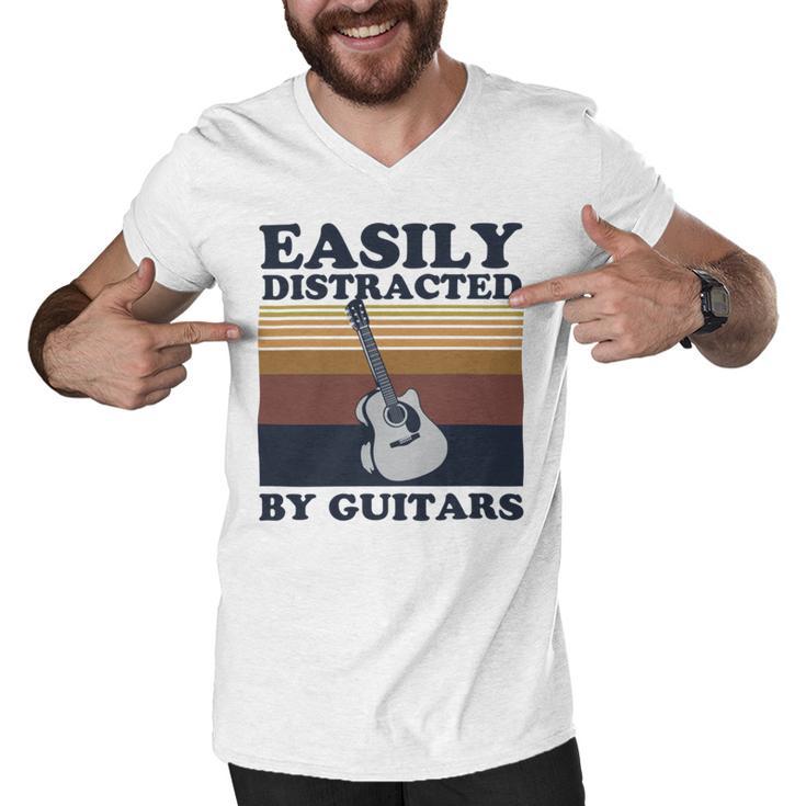 Easily Distracted By Guitars Quote For A Guitar Player Racerback Men V-Neck Tshirt