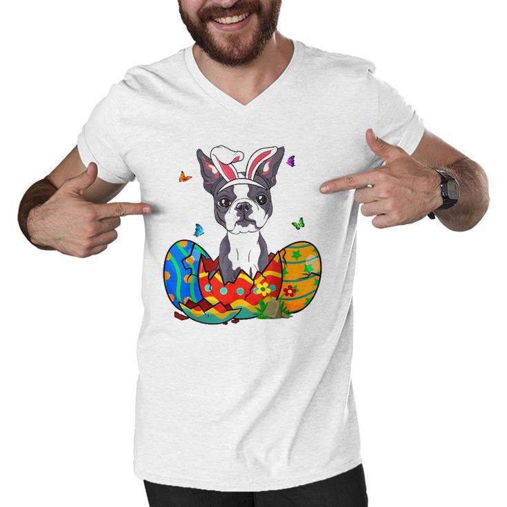Easter Eggs French Bulldog Bunny Dog Gift Dog Dad Dog Mom Men V-Neck Tshirt