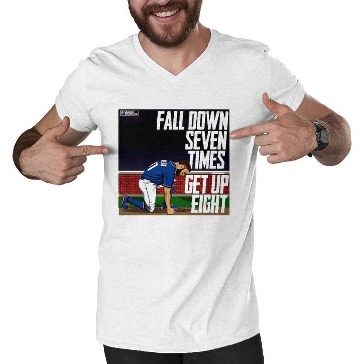Fall Down Seven Times Get Up Eight 2022 Kevin Pillar Men V-Neck Tshirt