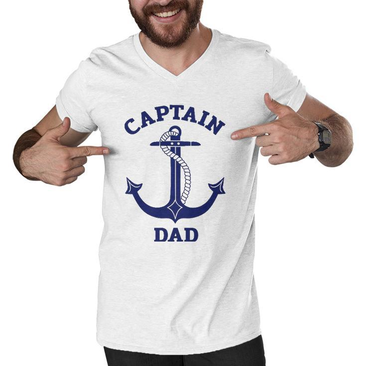 Fathers Day Nautical Anchor Captain Dad Men V-Neck Tshirt