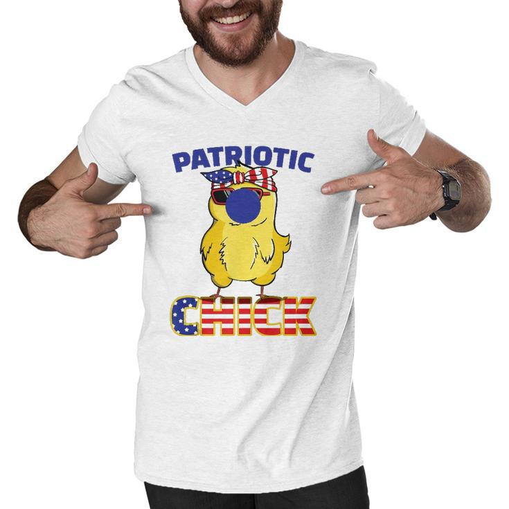 Fourth Of July 4Th Cute Patriotic Chick American Flag Gift  Men V-Neck Tshirt