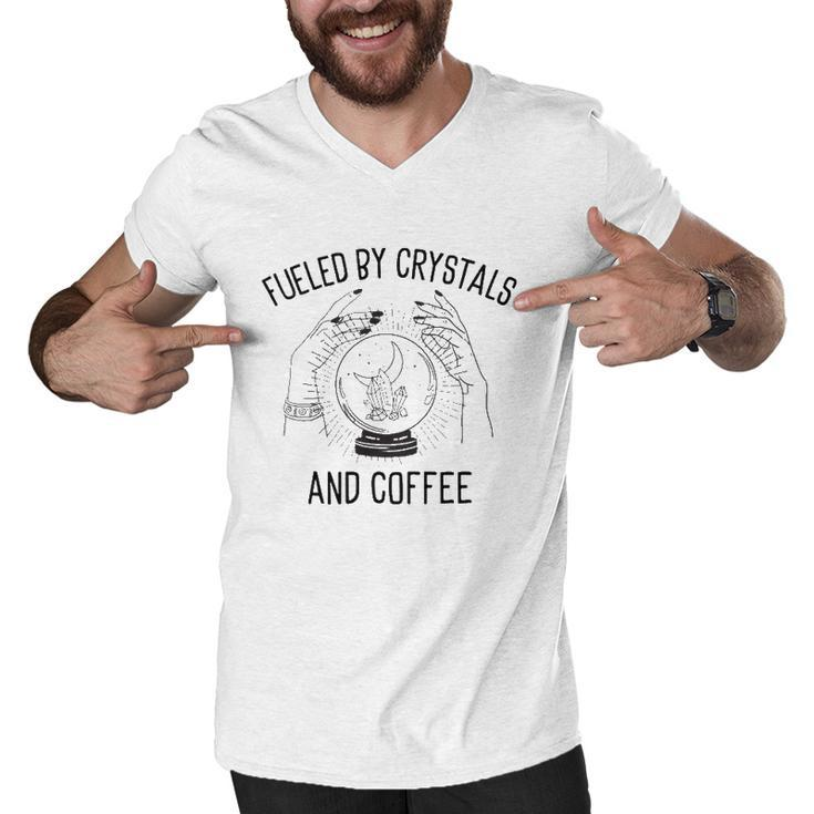 Fueled By Crystals And Coffee Witch Spells Chakra Men V-Neck Tshirt