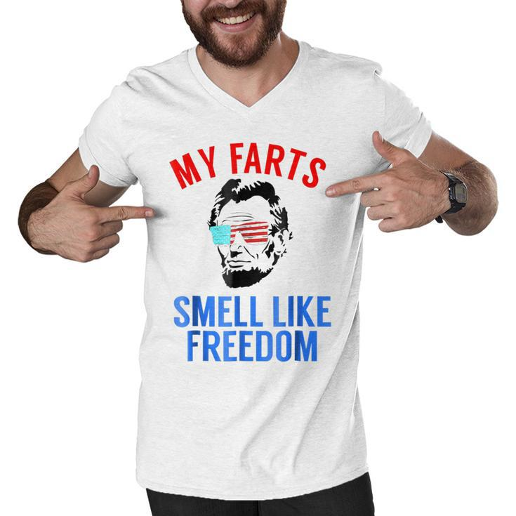 Funny Abe Lincoln July 4Th My Farts Smell Like Freedom  Men V-Neck Tshirt