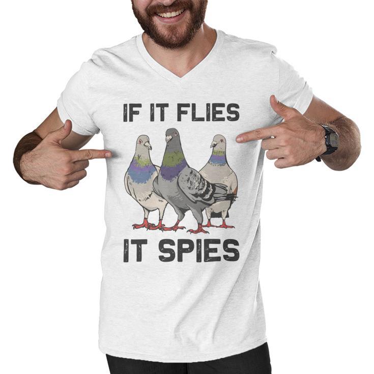 Funny Birds Pun Pigeon If It Flies It Spies Birds Are Liars Men V-Neck Tshirt