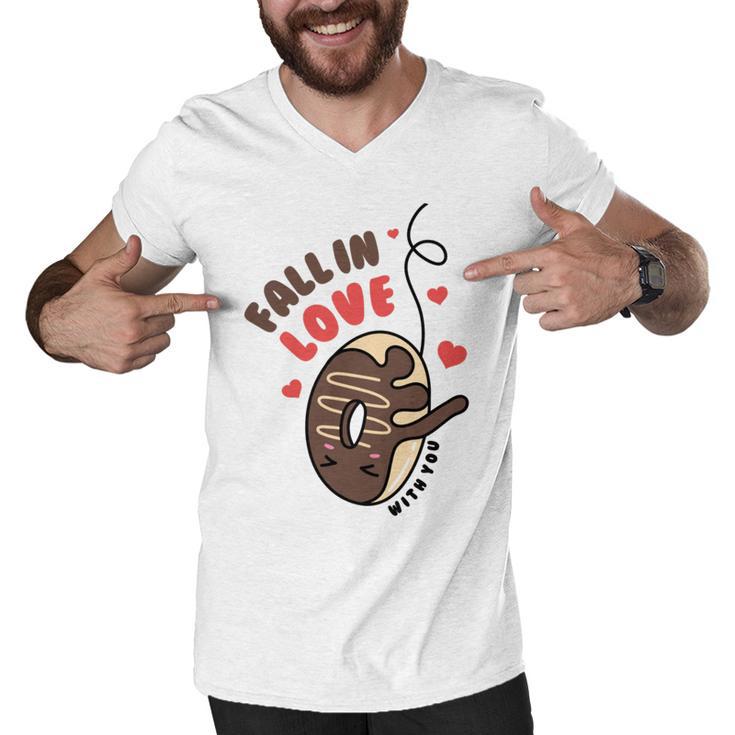 Funny Donut Fall In Love Men V-Neck Tshirt