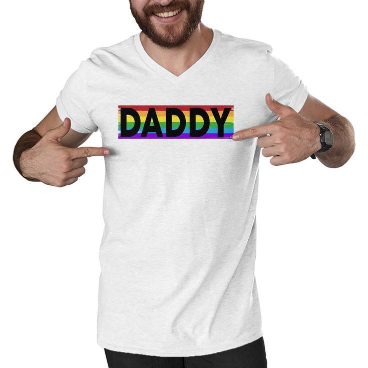 Funny Pride Daddy Proud Gay Lesbian Lgbt Gift Fathers Day  Men V-Neck Tshirt