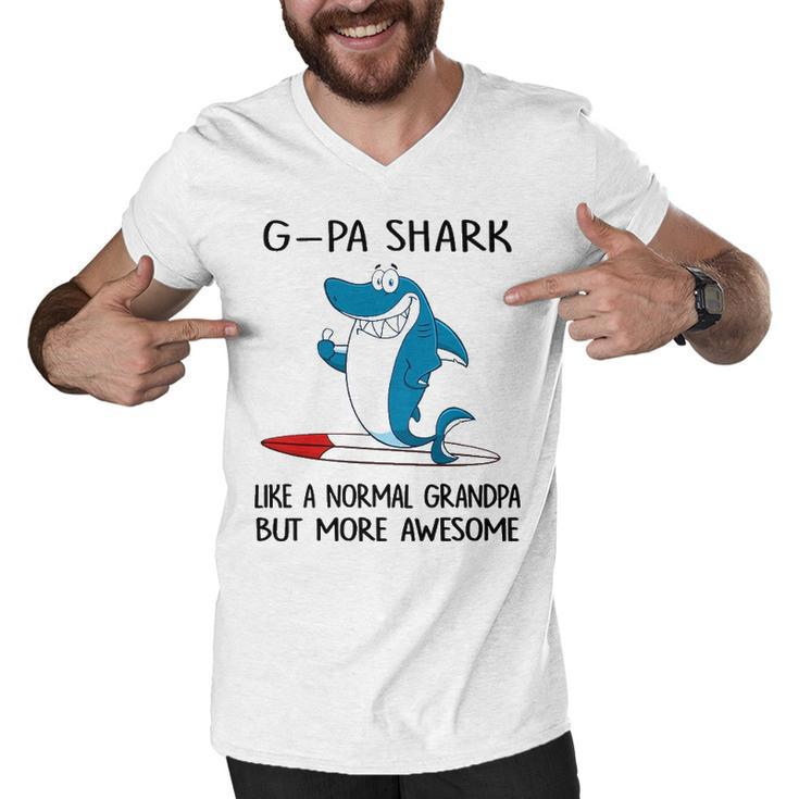 G Pa Grandpa Gift   G Pa Shark Like A Normal Grandpa But More Awesome Men V-Neck Tshirt