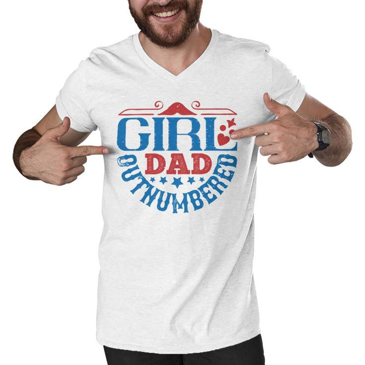 Girl Dad Outnumbered Men V-Neck Tshirt