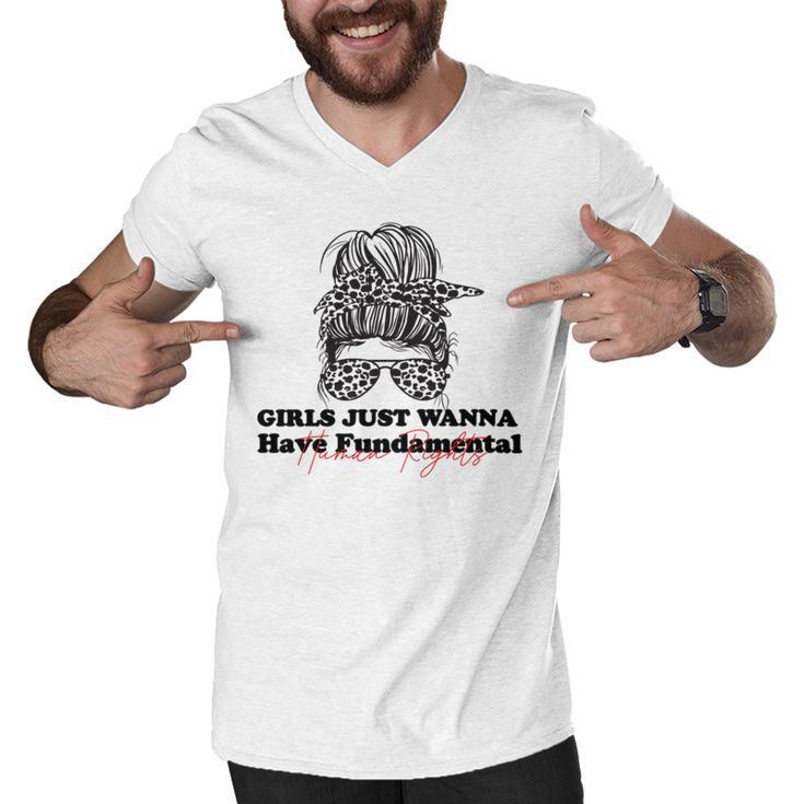 Girls Just Wanna Have Fundamental Human Rights Funny  V3 Men V-Neck Tshirt