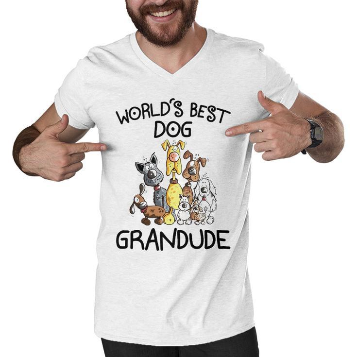 Grandude Grandpa Gift   Worlds Best Dog Grandude Men V-Neck Tshirt