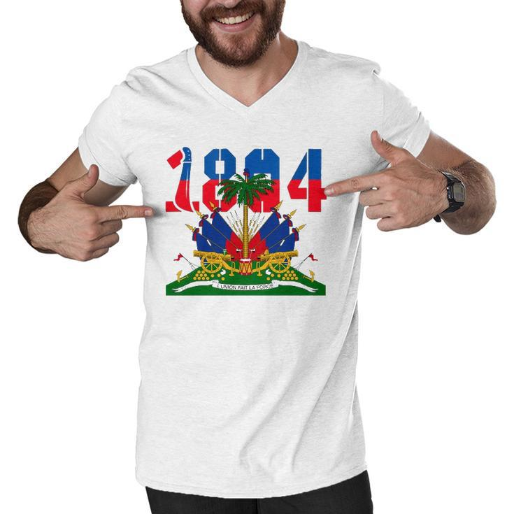 Haitian Revolution 1804 Flag Day Zip Men V-Neck Tshirt