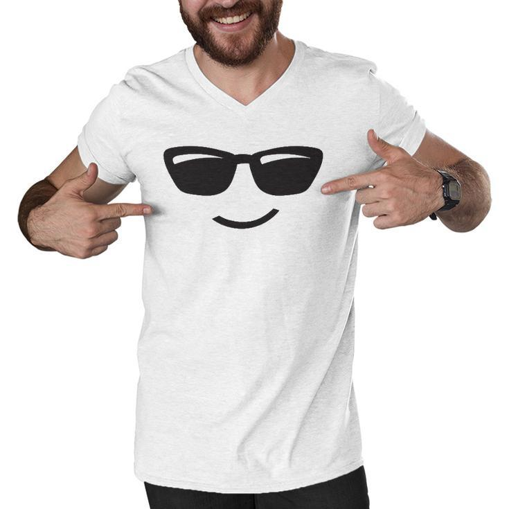 Halloween Costume Sunglasses Emoticon  Face Group Tee Men V-Neck Tshirt