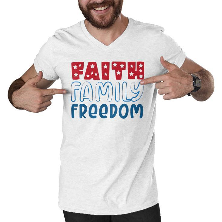 Happy 4Th Of July Fireworks Patriotic Faith Family Freedom  Men V-Neck Tshirt