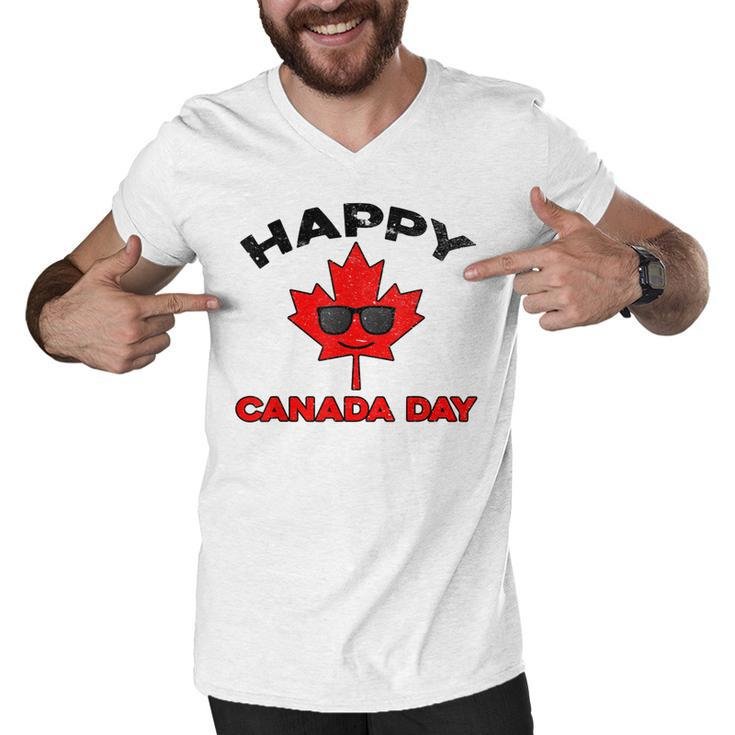 Happy Canada Day Funny Maple Leaf Canada Day Kids Toddler  Men V-Neck Tshirt