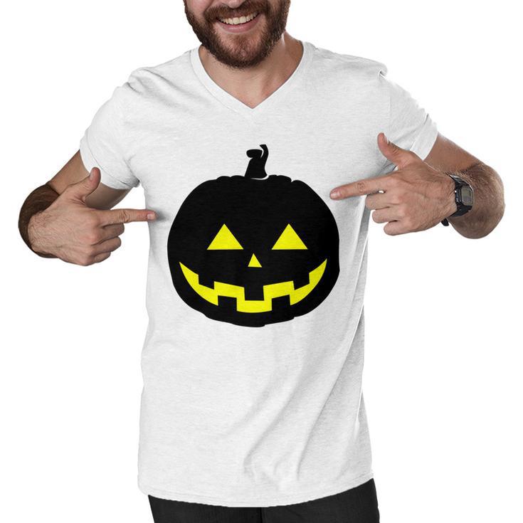 Happy Halloween Scary Black Pumpkin Pattern Men V-Neck Tshirt