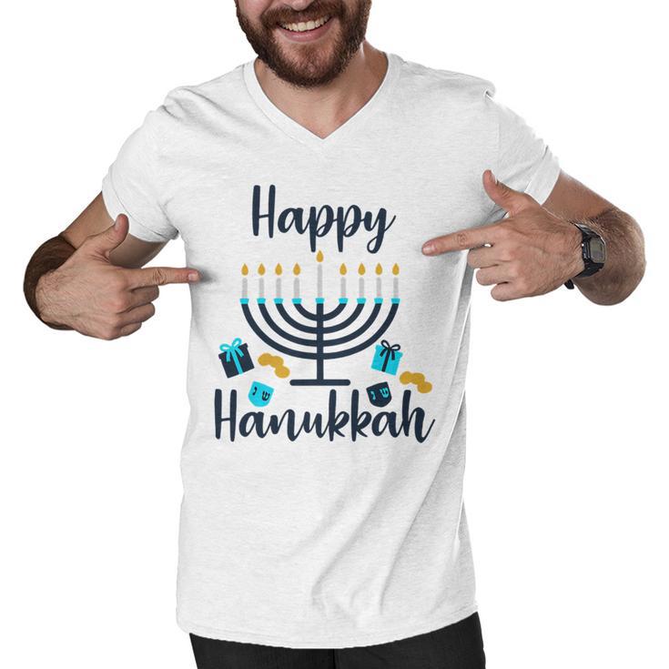 Happy Hanukkah Chanukah Pajama 893 Shirt Men V-Neck Tshirt