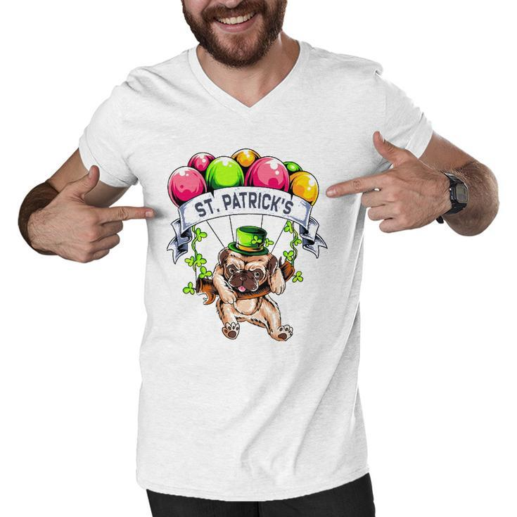 Happy StPatricks Day Pug Lover Gift Men V-Neck Tshirt