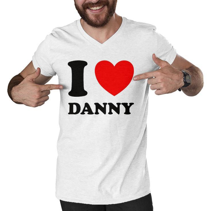 I Love Danny Red Heart Men V-Neck Tshirt