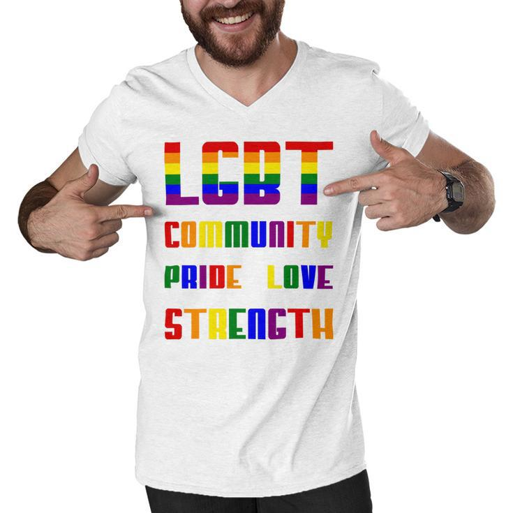 Lgbt Pride Month  Lgbt History Month Slogan Shirt Lgbt Community Pride Love Strength Men V-Neck Tshirt
