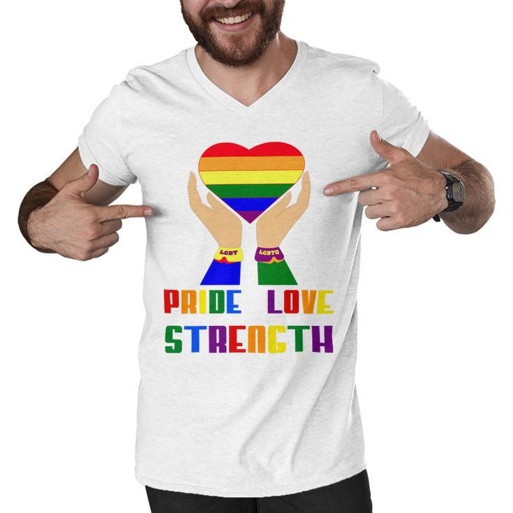 Lgbt Pride Month  Lgbt History Month Slogan Shirt Lgbt Love Heart Men V-Neck Tshirt